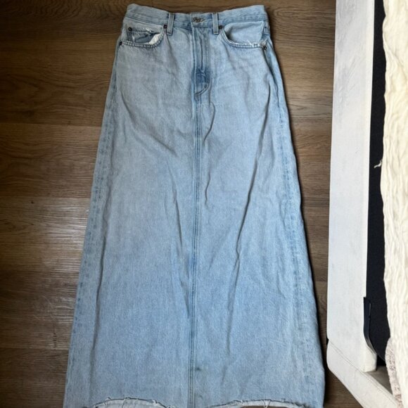 Agolde Denim Maxi Skirt - Light Wash Blue - Picture 5 of 8